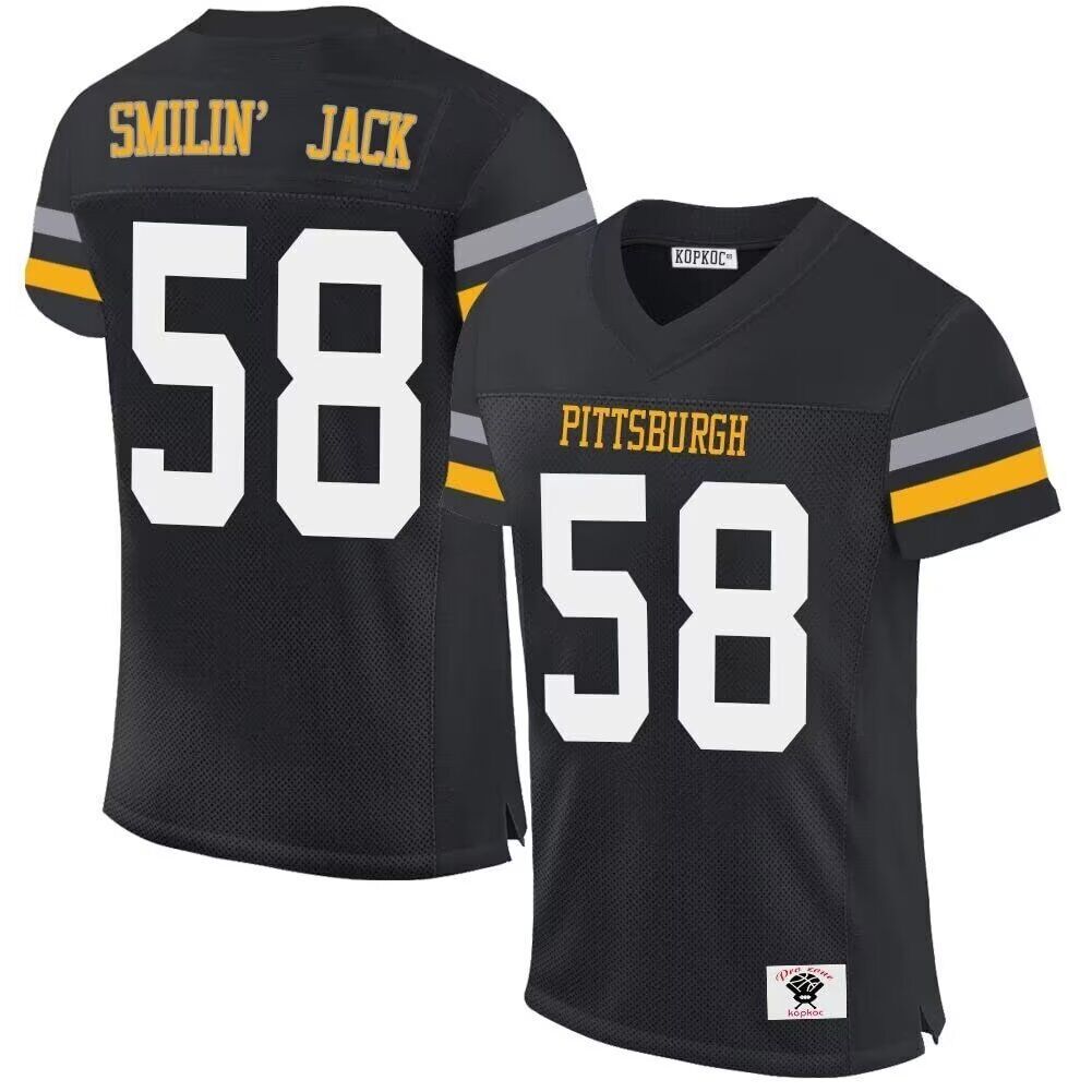 Men Pittsburgh Steelers #58 Smilin Jack black 2024 Nike Limited NFL throwback Jersey